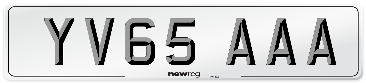 YV65 AAA Number Plate from New Reg